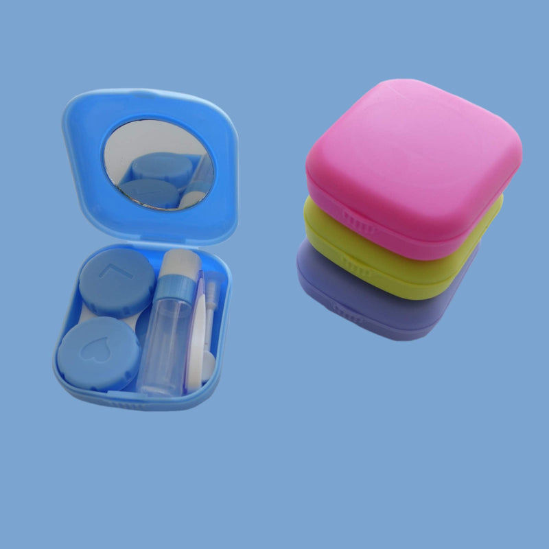 [Australia] - 4 Pack Colorful Contact Lens Case Kit with Mirror Durable, Compact, Portable Soak Storage Kit 