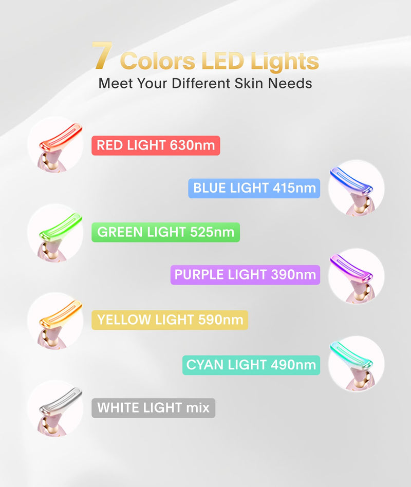 Light Based Face-Neck-Massager - 7 Color Portable Facial Massager for Skin Care, Glossy Pink Pink A1