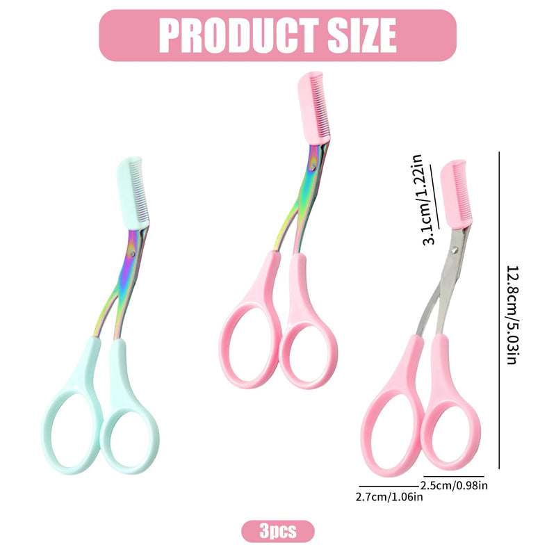 [Australia] - Pack of 3 eyebrow scissors for women, women's trimmer, children, men, girls, comb, razor set, hair trimmer with comb, women's series eyebrow hair trimmer attachments, for trimming eyebrows 