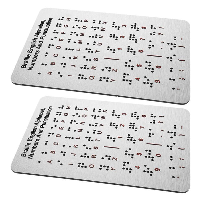 BESTonZON 2 Pack Braille Alphabet Boards with Raised Dots for Letters Numbers Punctuation - Tactile Braille Learning Aid for Blind Children Beginners at Home and School