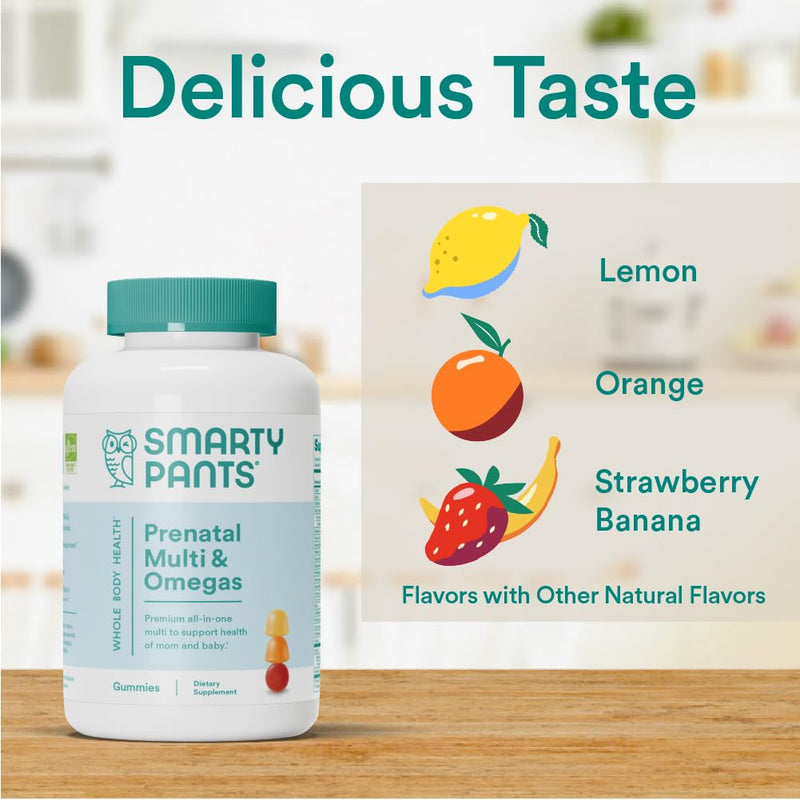 SmartyPants Prenatal Vitamins for Women, Multivitamin Gummies: Omega 3 Fish Oil (EPA/DHA), Biotin, Methylfolate, Vitamin D3, C, Vitamin B12, B6, A, K & Zinc, Inositol, 120 Count (30 Day Supply) 30 Servings Discontinued - 30 Day Supply