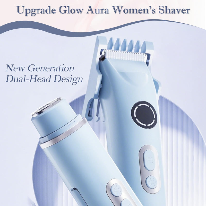 [Australia] - Bikini Trimmer for Women, 4 in 1 Wet/Dry Electric Razors for Women - Dual Head, Painless Rechargeable Portable Womens Razors for Shaving Set for Face, Nose, Eyebrows, Armpits, Bikini Area (Blue) Blue 