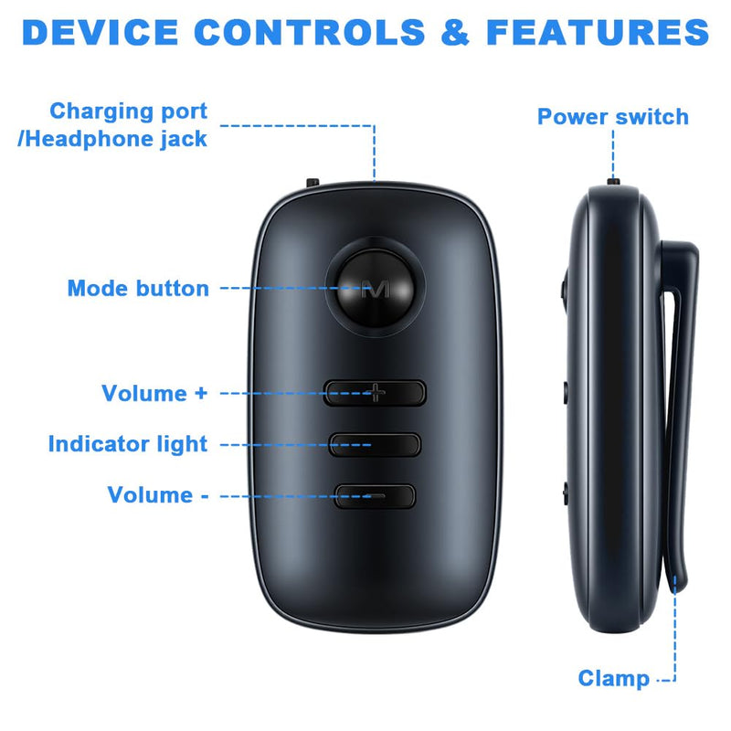 Aolso Digital Personal Sound and Voice Amplifier with Double Ear Headphone, Pocket Sound Voice Enhancer Device with one and Volume Control, Adult Listening Device