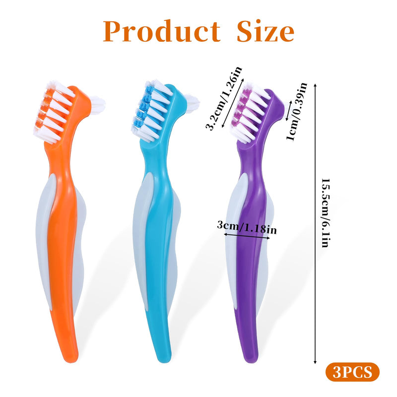 [Australia] - JIYIN Pack of 3 denture brushes, double-sided denture toothbrushes, denture toothbrushes, cleaning brush for cleaning false teeth (color 1) 