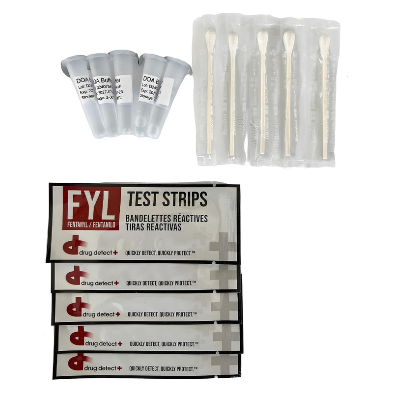 [Australia] - Fentanyl Test Strips - Detect FYL in Liquid and Substances - 5-Pack Includes Swab and Test Tubes 5 Count (Pack of 1) 