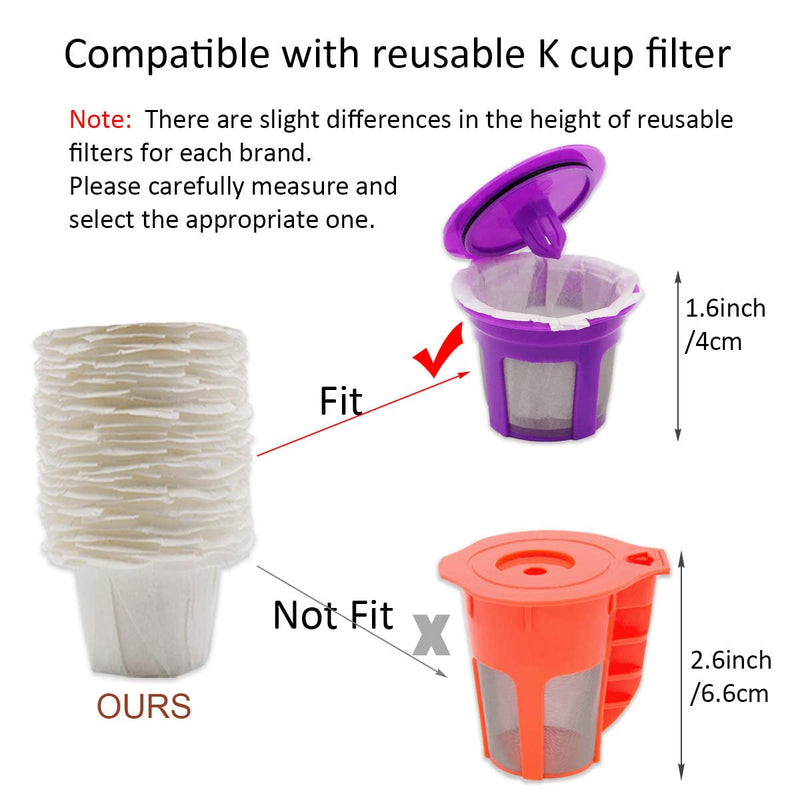 [Australia] - Disposable Coffee Filters, 100 Counts Coffee Filter Paper for Keurig Brewers Single Serve 1.0 and 2.0, Compatible with Reusable K Cup Filter, White White 100 Count 