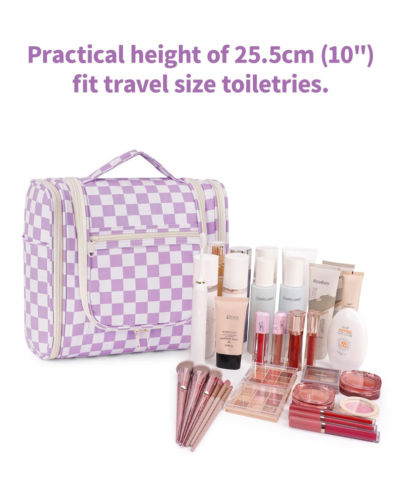 Narwey Checked Hanging Travel Toiletry Bag with Makeup Bag Travel Cosmetic Bag for Women