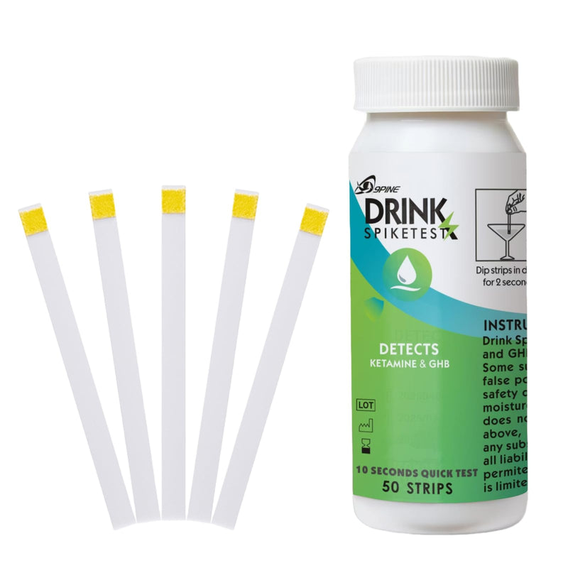 Spike Drink Test Strips Detector for Beverage Safety, 50 Count, 10-Second Detection, Tests for GHB and Ketamine in Beverage, Water, Wine, Cocktail, Beer, Juice etc; 1 Count (Pack of 50)