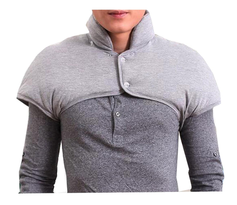 Men Thicken Shoulder Warmer, Pads Neck Shoulder Vest Cover Sleeveless Jacket Shoulder Warmers Wrap for Winter, Grey