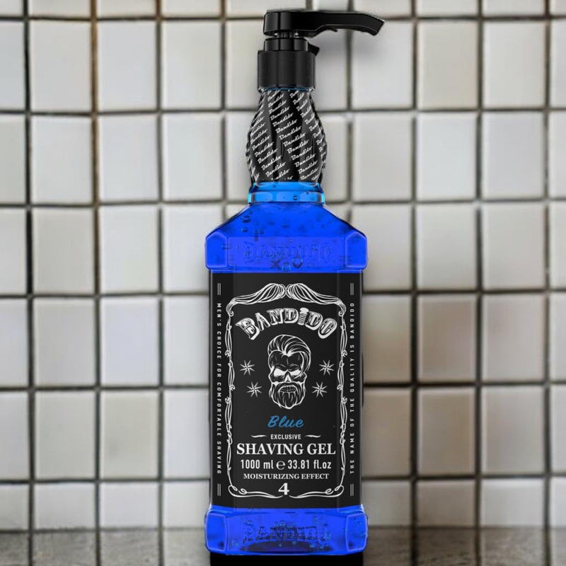 [Australia] - Bandido Shaving Gel Men Red & Blue 1000ml Transparent Shaving Gel for Men, Non-Foaming, Precise Shaving of Beard Contours, Can Be Used with Any Razor Blade, Men's Razor (Blue 1000ml) 