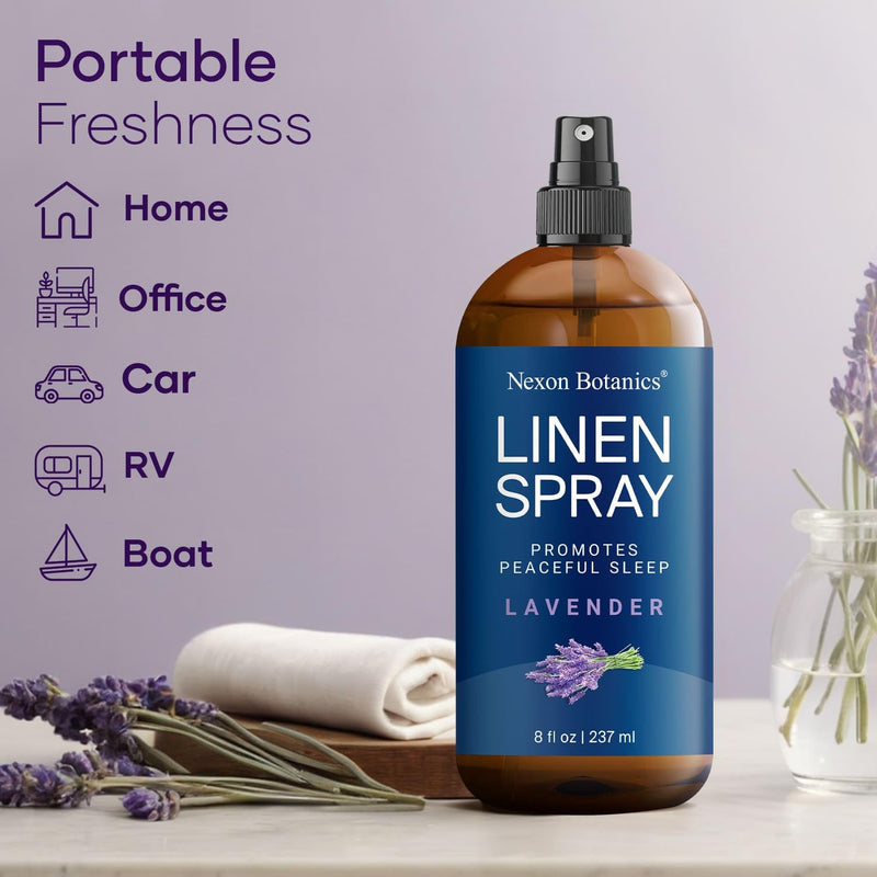 [Australia] - Lavender Linen Spray 8 fl oz - Refreshing Bed Linen Spray - Fabric Refresher Pillow Spray for Bedding, Bed Sheets - Nexon Botanics 
