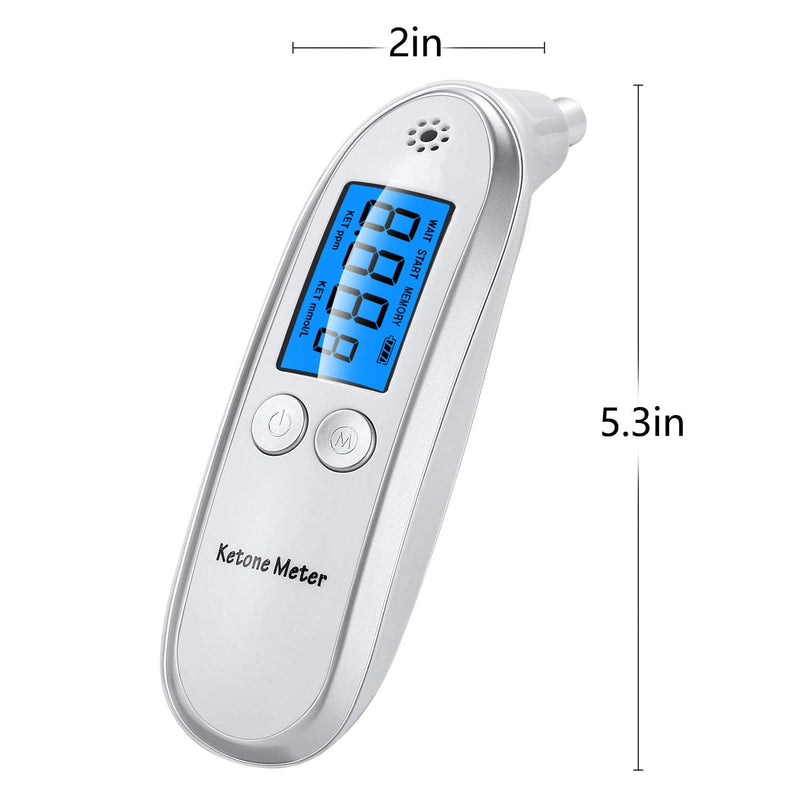 [Australia] - Professional Ketone Breath Analyzer Portable Breath Ketone Meter Digital Ketosis Breath Tester- Breath Analysis with 10 Replaceable Mouthpieces White 