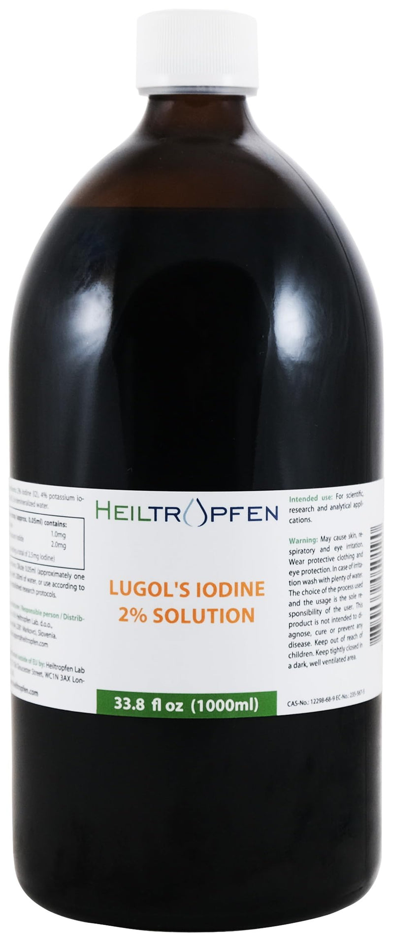 [Australia] - 2% Lugols | Lugol's iodine solution | 1000ml | 6% liquid formulation | 2 percent elemental iodine and 4% potassium iodide | Pharmaceutical Grade Ingredients | Healing Drops® 