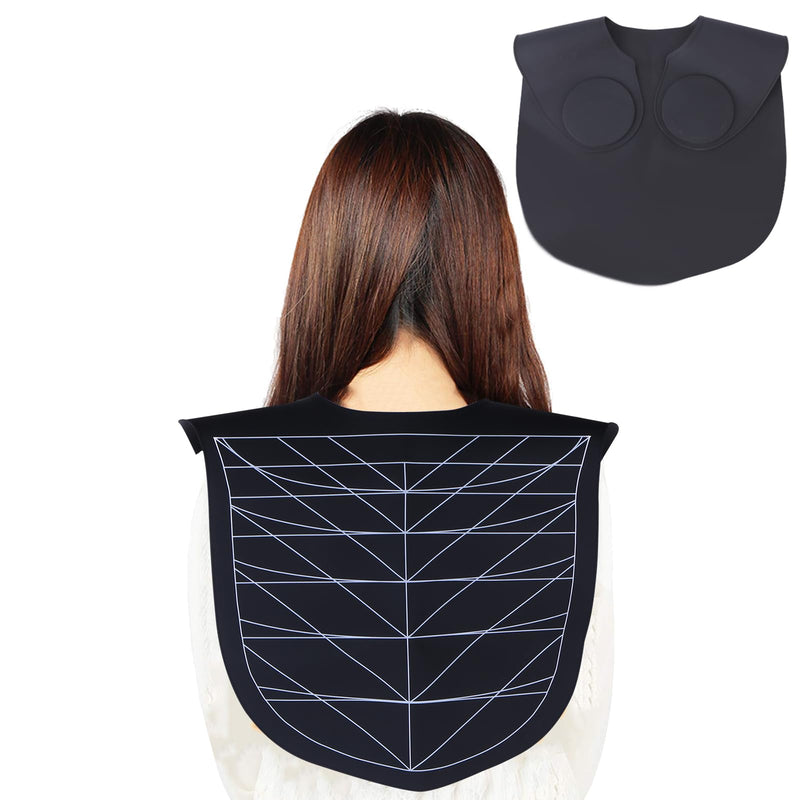 Hair Cutting Collar with Guidelines – Waterproof Silicone Cutting Cape & Weighted Neck Wrap for Hair Stylist, Barber Shop, Salon & Home Use – Large Haircut Mat for Precise Styling - Black