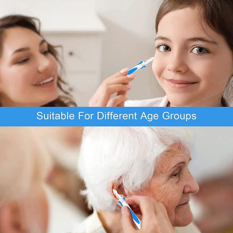 [Australia] - Earwax remover, Q-grips ear cleaner, safe and soft 360 degree spiral silicone ear cleaning kit with 16 washable replacement heads, suitable for children and people 