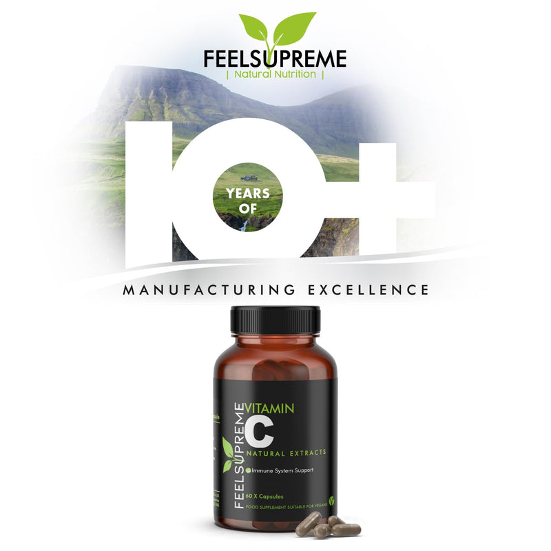 100% Natural Vitamin C Capsules - Immune System Booster, VIT C Supplement, Vitamin C 1000mg, VIT C 1000mg Capsules, Vitamin C Supplements - 60 Capsules