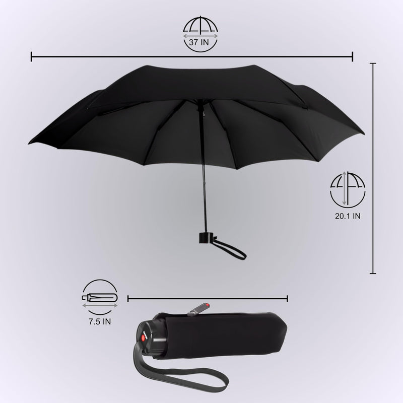 Knirps T.020 Small Manual Open Close Rain Umbrella - Compact Travel Umbrella for Adults Black