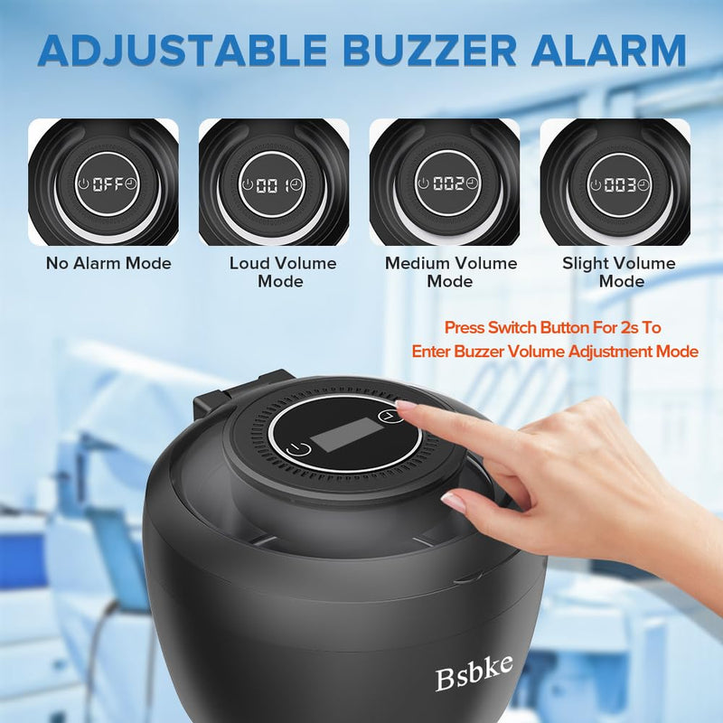 [Australia] - Ultrasonic Retainer Cleaner 45kHz Dental Cleaning Machine With 6 U/V Lights Adjustable Buzzer Alarm 200ML Capacity Black 