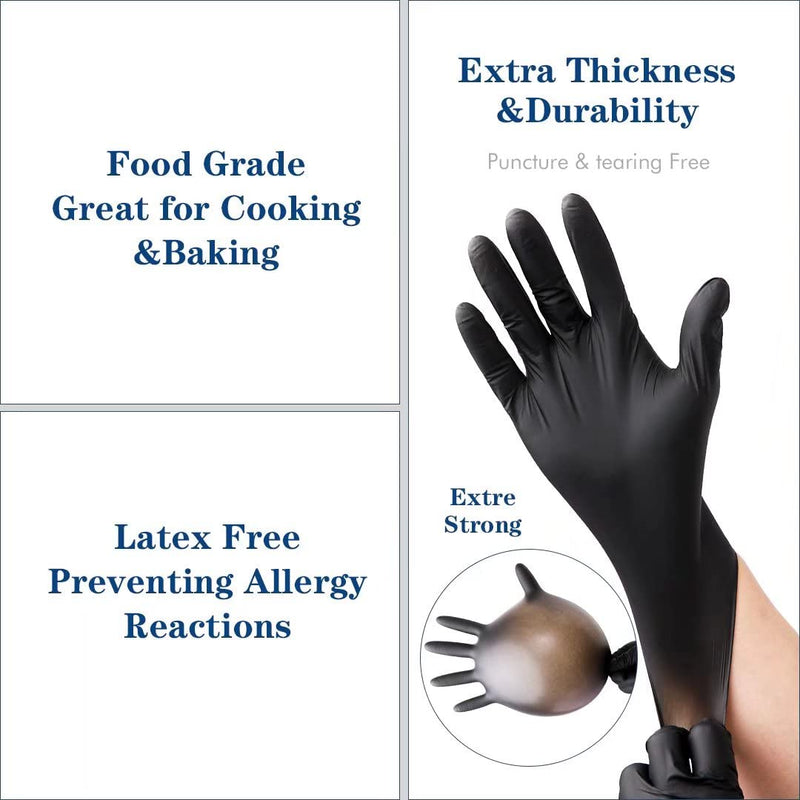 [Australia] - Black Disposable Nitrile Gloves,Latex Free Disposable Gloves 100 PCS,Food Safe Food Prep Cooking Gloves Black Large (Pack of 100) 