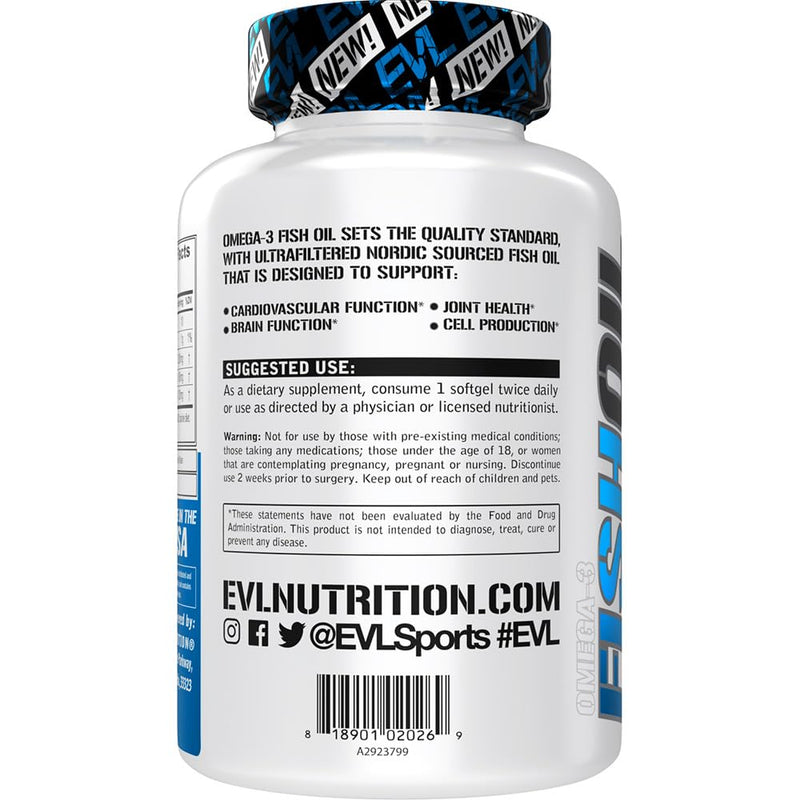 [Australia] - Evlution Nutrition Triple Strength Omega 3 Fish Oil - Burpless Fish Oil EPA DHA Omega 3 Supplement in Easy to Swallow Citrus Flavor Softgels - Enteric Coated Fish Oil Supplement - 120 Count 120 Count (Pack of 1) 