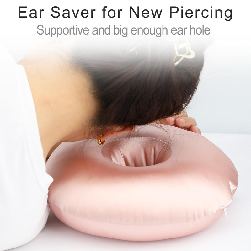 [Australia] - Silky Satin Piercing Pillow Ear Pillows Donut with Hole for Ear Pain CNH Piercing Pain Relief Sleeping Pressure Sore Side Sleepers Smooth Cooling Ear Guard Protector, Coral 