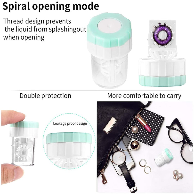 [Australia] - CUHZA Pack of 5 contact lens containers, contact lens cleaning machine, manual contact lens cleaner contact lens container, portable rotation manual contact lens cleaning container 