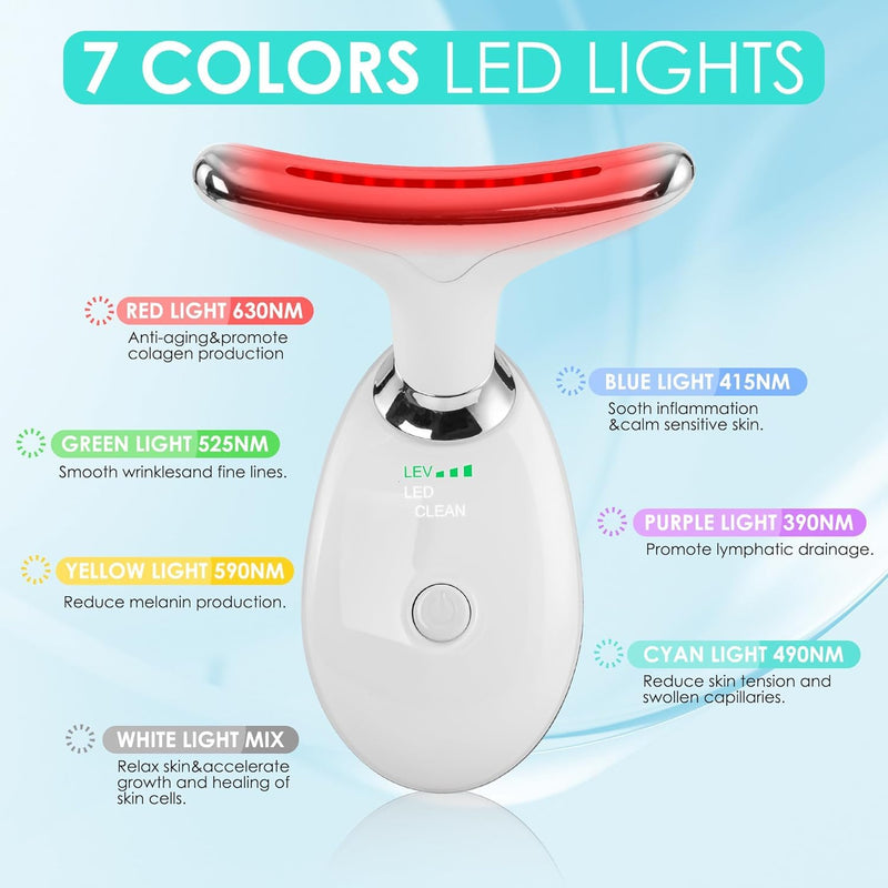 Facial Massager Face and Neck, Face 𝖲 culpting Wand Tool with 7 Color - Birthday, Christmas, Mothers Day, Valentines Day Gifts for Her Women Mom Best Friend Wife Teacher (White) White