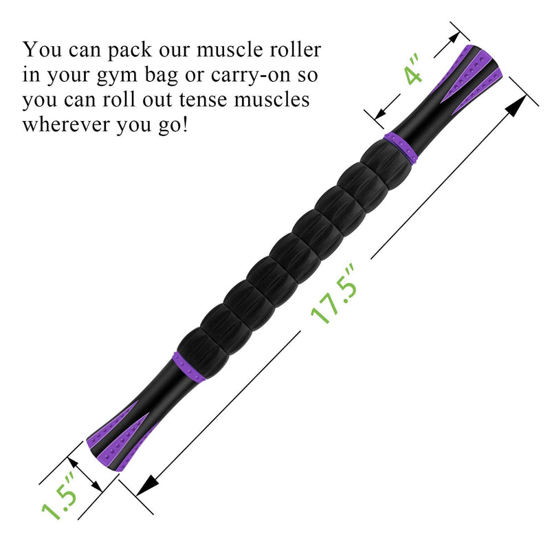 [Australia] - Muscle Roller, Massage Roller Stick for Athletes, Help Reducing Muscle Soreness Cramping Tightness Leg Arms Back Calves Muscle Massager Purple Black 