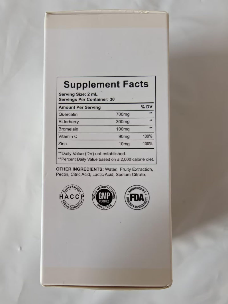700mg Quercetin Liquid Drops - Quercetin Bromelain Supplements - 5 in 1 with Bromelain Elderberry Vitamin - 4X Stronger Than Pills & Capsules - Immunity Health Respiratory Health Skin Care - 60ml