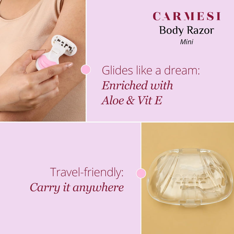 [Australia] - Carmesi Full-Body Shaving Combo with 3 Facial Razors + 1 Body Mini Razor + 1 Bikini Razor | Painless & Precision Face Hair Removal | Prevents Nicks & Cuts | for Smooth Shave | (5 Count) 