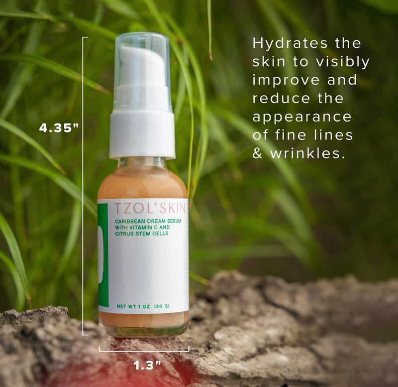 TZOL’SKIN - Caribbean Dream Serum - CC Serum - Vitamin C & Hyaluronic Acid - Citrus Stem Cells - Hydrating - For Dark Spots - Evens Skin Tone - No Paraben, Silicones & Sulfates - Vegan - Cruelty Free