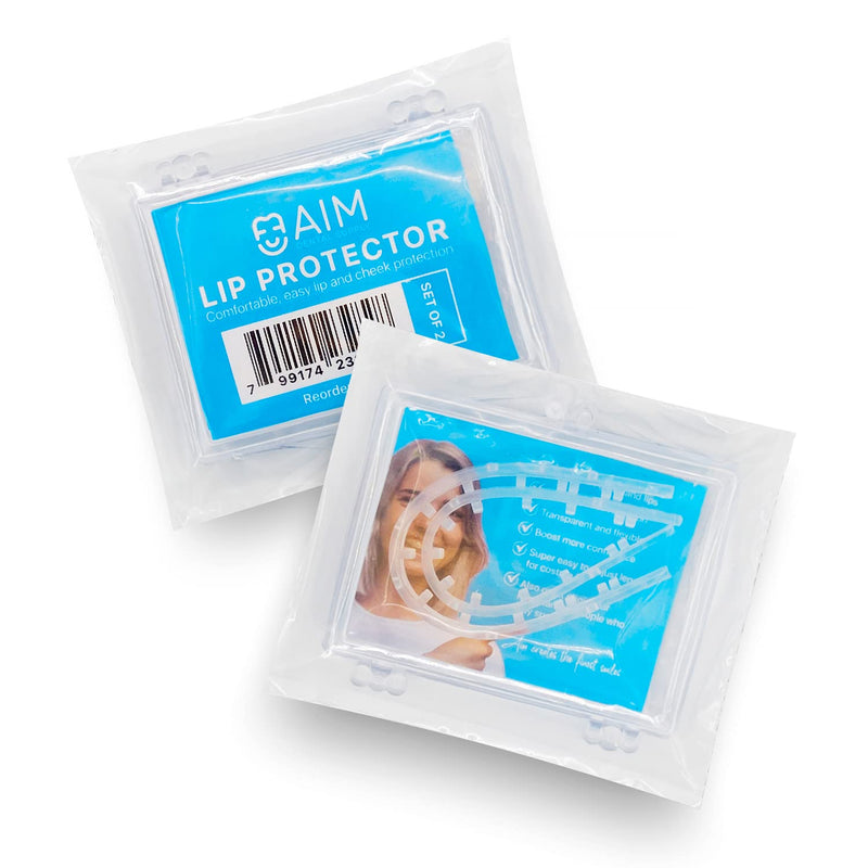 [Australia] - AIM Clear Lip Protector for Braces with Carry Case – Comfort Covers, Wax Alternative, Trim-to-Fit Teeth Shield (Upper + Lower) 