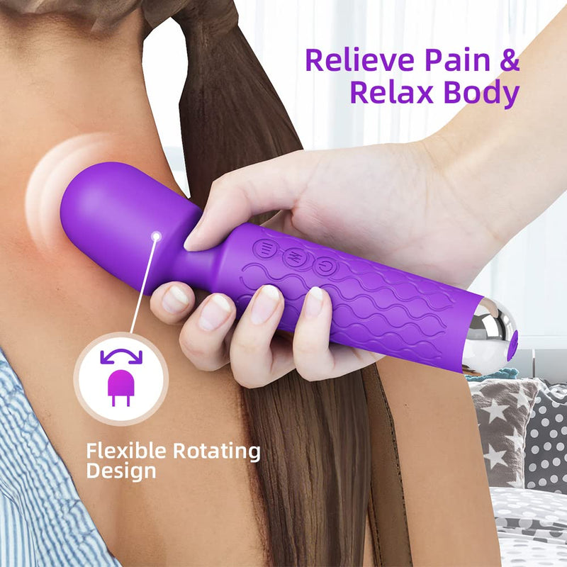 [Australia] - Manual Back Personal Massager - Cordless Massager Stick - Quiet Handheld Body Massager - Deep Tissue Back Massager for Muscle Recovery Pain Relief for Shoulders, Legs, Neck-20 Modes & 8 Speeds Black 