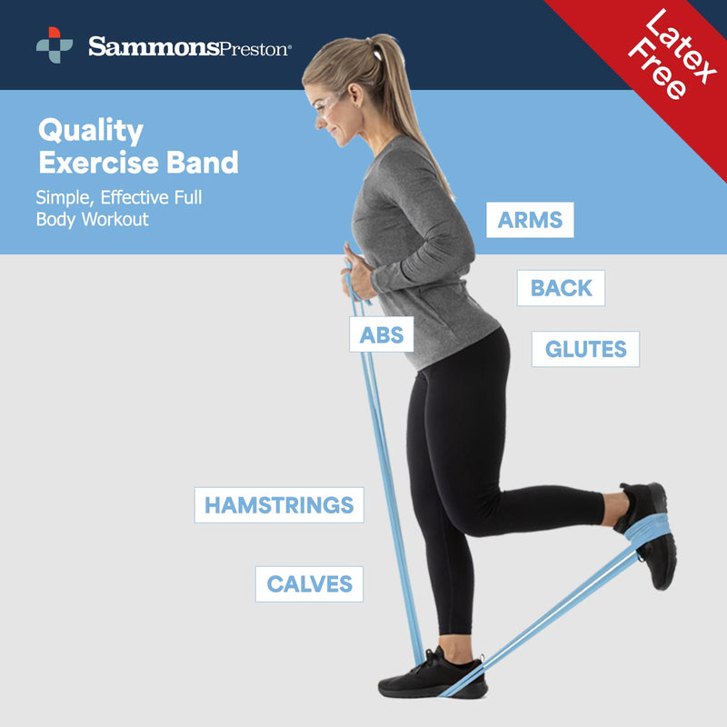 [Australia] - Sammons Preston Resistance Bands for Working Out, Non-Latex Exercise Bands, Resistance Bands for Physical Therapy, Improve Strength & Flexibility, Stretch & Tone Major Muscles, 5pk 
