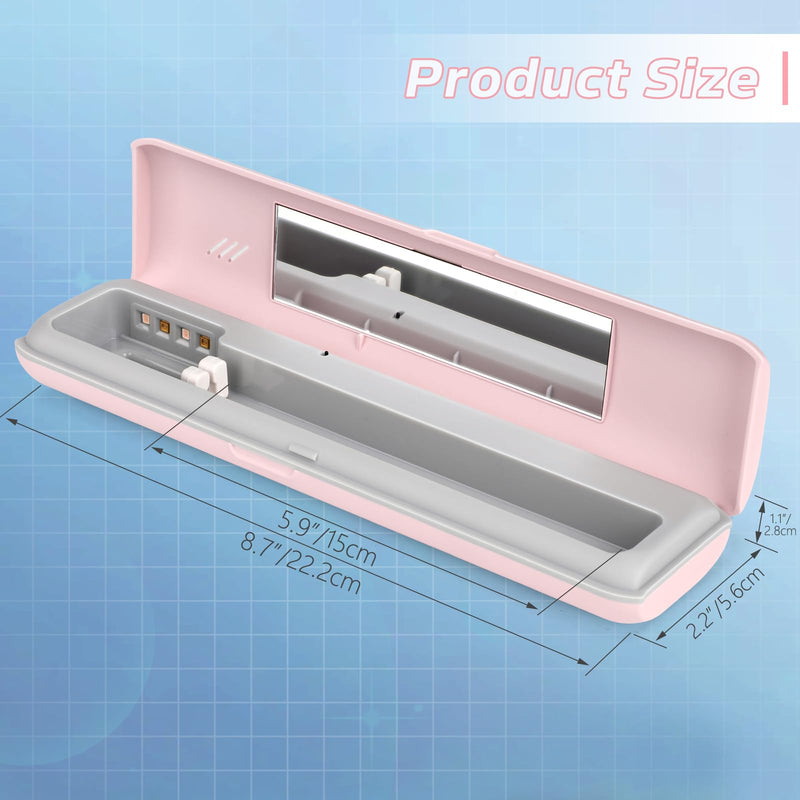 [Australia] - YourMate Toothbrush Sanitizer Case Travel Toothbrush Covers Case for Houshold and Traveling Power by AA Battery or USB-C Pink 