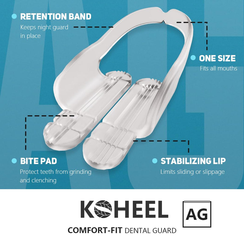 [Australia] - KOHEEL AG Adjustable Mouth Guard for Teeth Grinding & Clenching, Thin & Comfort-Fit Dental Guard for Sleeping, TMJ Relief & Bruxism, One Size Fits All (12 Count) 12 Count 