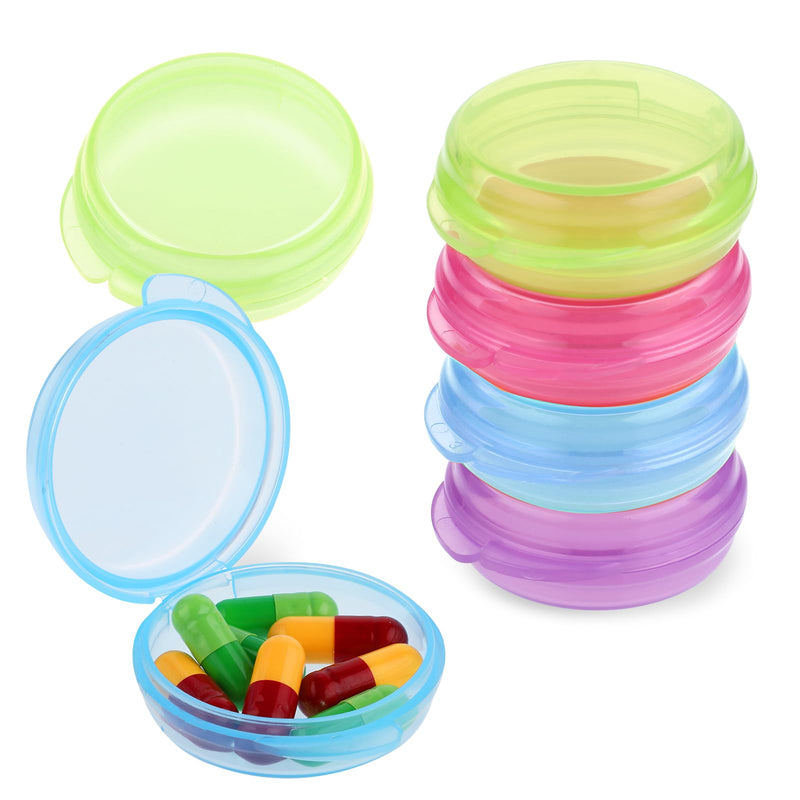 4 Pcs Mini Pill Organizer Small Pill Box Cute Portable Pill Case for Pocket Purse Travel Storage Containers Earplug Case Medicine Dispenser Vitamin Holder(Blue+Pink+Purple+Green) Blue+pink+purple+green