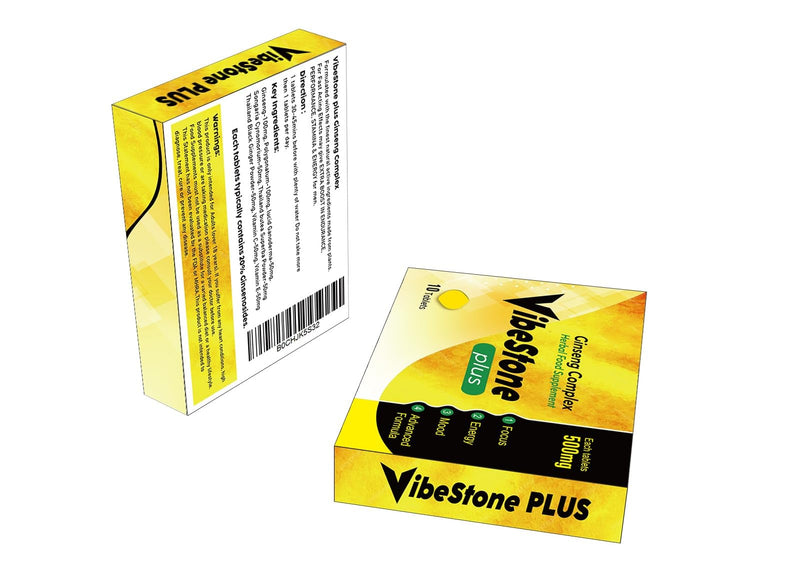 VIBESTONE Plus - Extra Stronger Harder Gold Standard 500MG | Maximum Duration, Immediate Effect, Without Contraindications, 100% Natural LIBIDO Power Booster 10 Ginseng Tablets