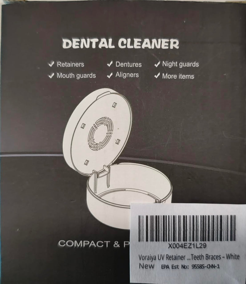 [Australia] - Voraiya UV Retainer Case Braces Box with Fan and Mirror – Compact Dental Case for Aligners, Mouth Guards, Night Guards, and Teeth Braces – White 
