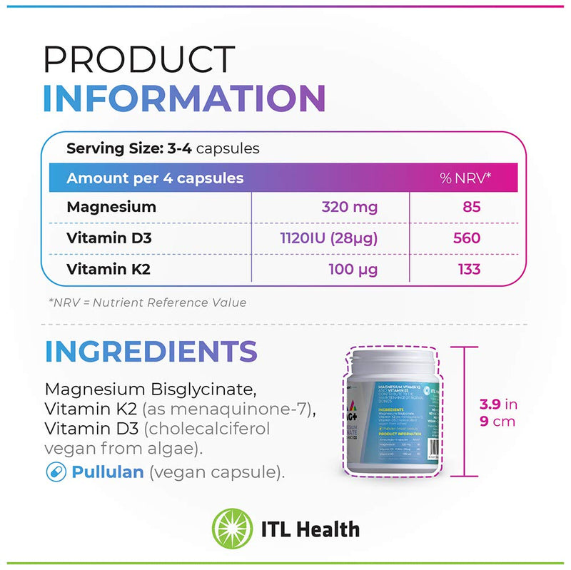 MAG365 ITL Health PrizMAG Plus Magnesium Capsules by ITL Health | Supports Healthy Bones & Better Sleep | Helps Regulate Blood Sugar | Easy Absorption | Pure Quality | 90 Count - Vegan & Gluten Free