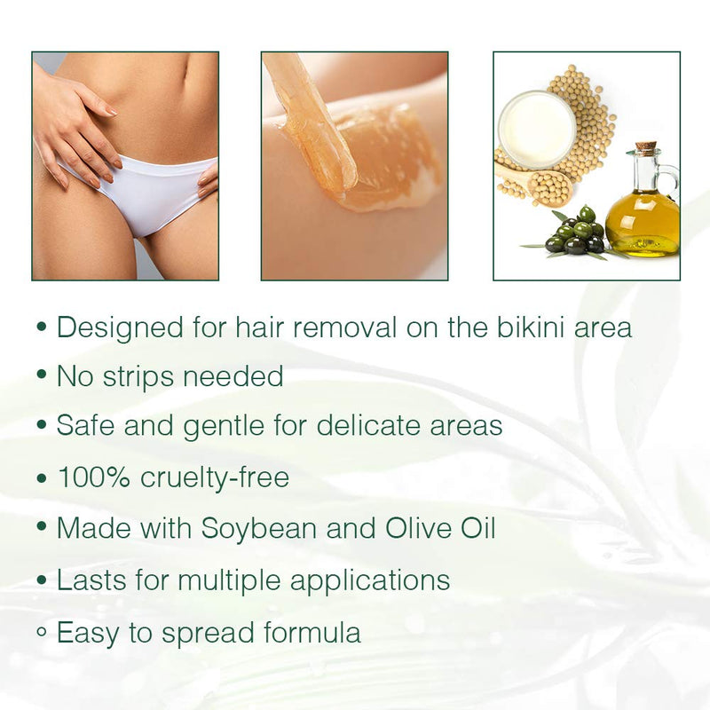 [Australia] - Clean + Easy Brazilian Wax – Hard Wax Bikini Hair Removal for Intimate Areas, No-Strip Formula for Coarse Hair, 14 oz 