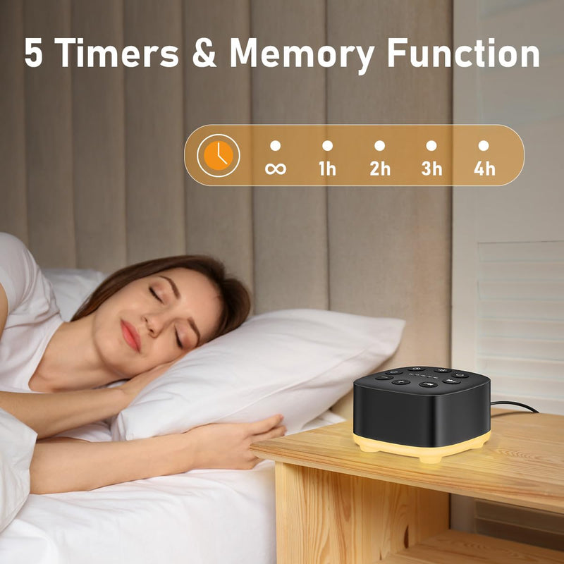 [Australia] - Meditation White Noise Sound Machine 30 Soothing Sounds with 32 Volume Control 12 Night Light 5 Timers Portable Sleep Machine for Travel Powered by AC or USB Sleep Therapy for Baby Kids Adults (Black) Black 