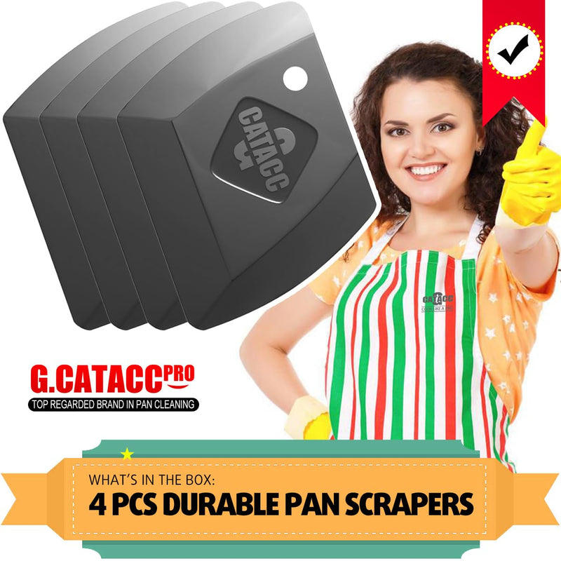 [Australia] - Pan Scraper Food Scraper Pot Scraper Dish Scraper Tool, Durable Cast Iron Scraper, 4 Pcs Flexible Plastic Scraper tool for Cleaning Kitchen, Nonstick Pans, Cast Iron Skillets, Cookware,Dishes 