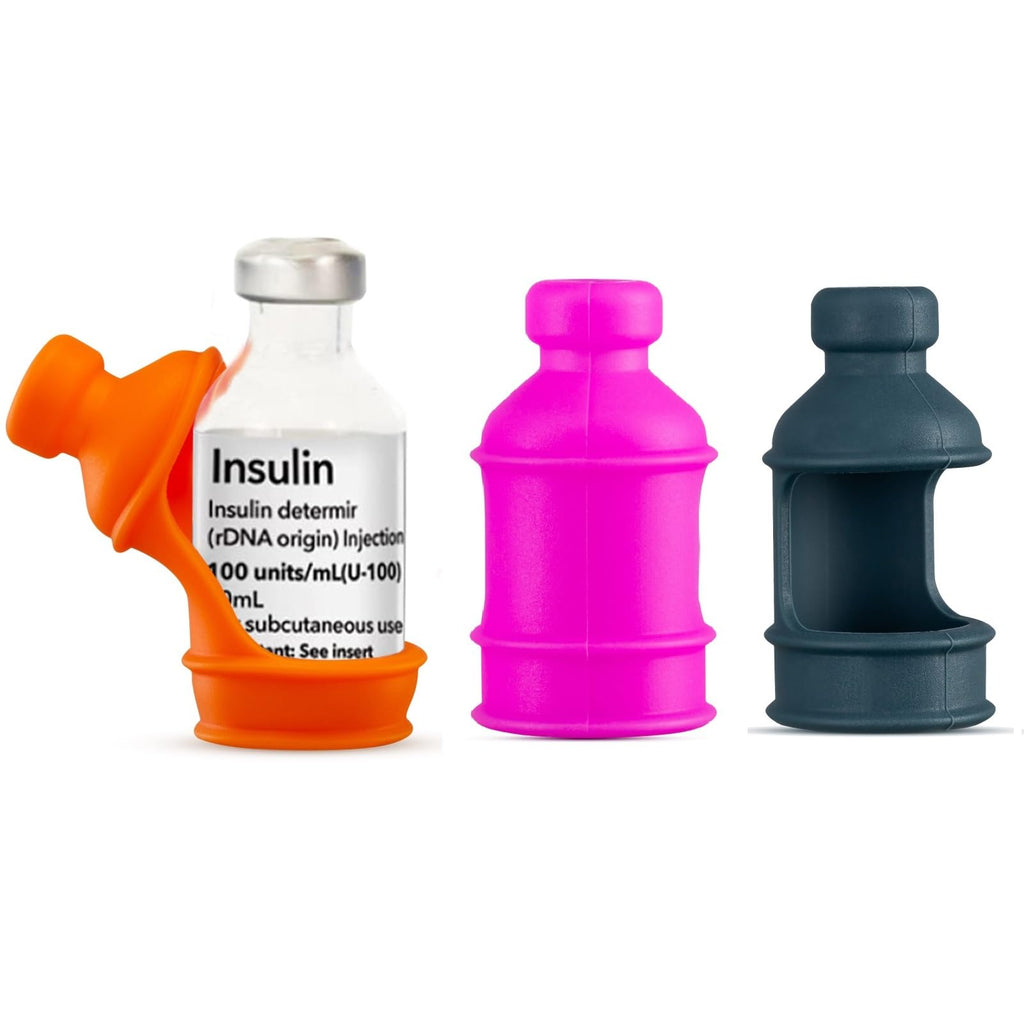 3 Pack Insulin Vial Bottle Protector Sleeve for Diabetic, Silicone Protective Case to Protect Insulin Vial from Breaking, Suitable for 10ml Short Insulin Vials (Pink Orange Grey) Pink Orange Grey