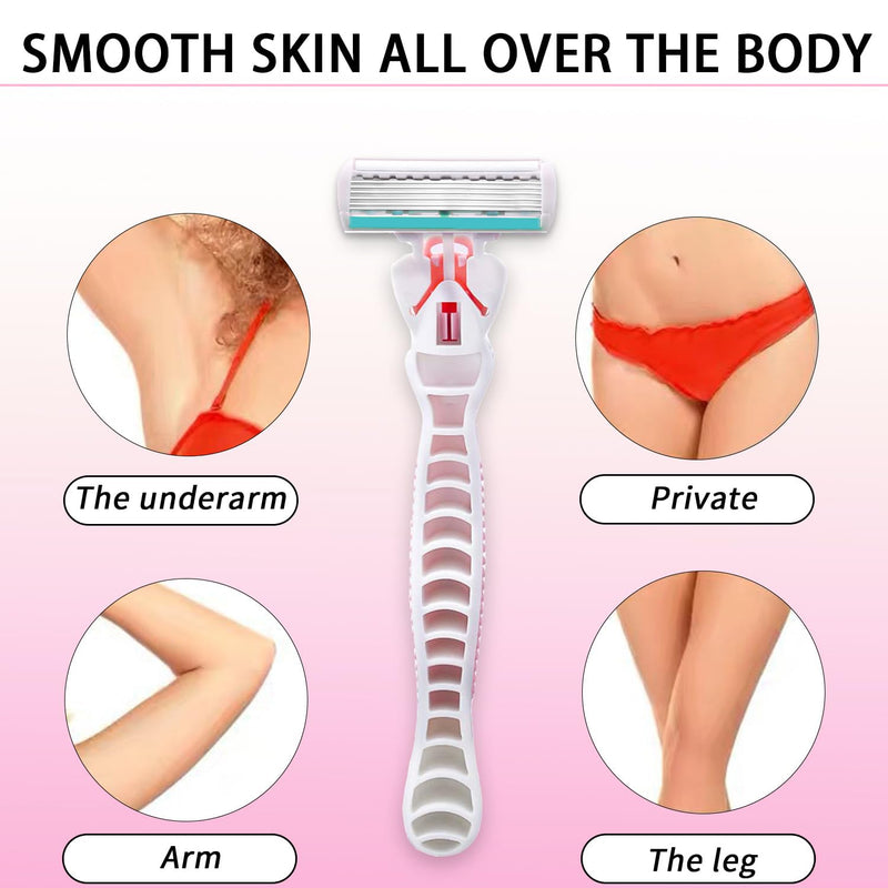 [Australia] - Razors for Women Sensitive Skin，6 blade Lady Shaving Razor for Women, Women’s razors for Shaving Including 1 Travel Razors for Women with 19 Blade Refills 