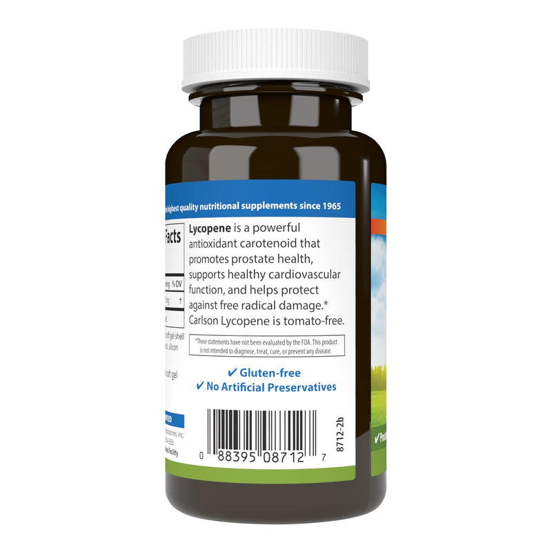 [Australia] - Carlson - Lycopene, 15 mg, Tomato-Free, Prostate Health & Circulation Support, Optimal Wellness, 180 Softgels 