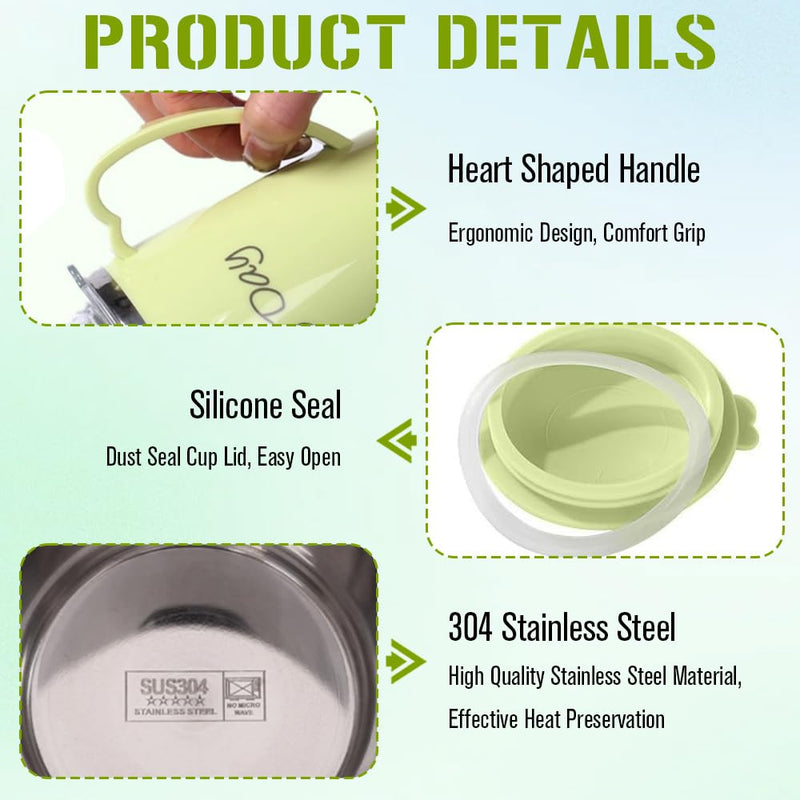 Adult Sippy Cups for The Elderly Non Spill, 3-in-1 Elderly Spill Proof Cups, 350ml Beakers for Elderly with Lid and 30cm Straw, Stainless Steel Dysphagia Cups with Handle for Elderly Patient Green