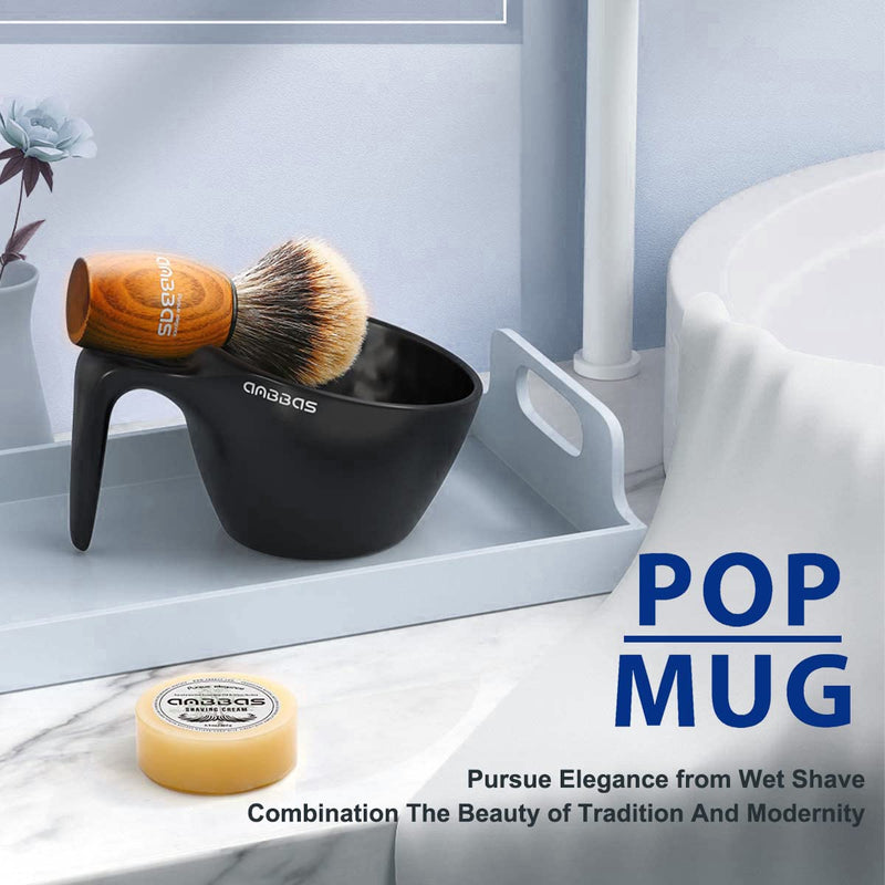 [Australia] - Anbbas Badger Hair Shaving Brush with 100g Shaving Soap Refill and Upgrade Lathering Way-POP Mug A5 Melamine,Foaming Set for Men Wet Shave,Women Girls Hair Removal Brown 