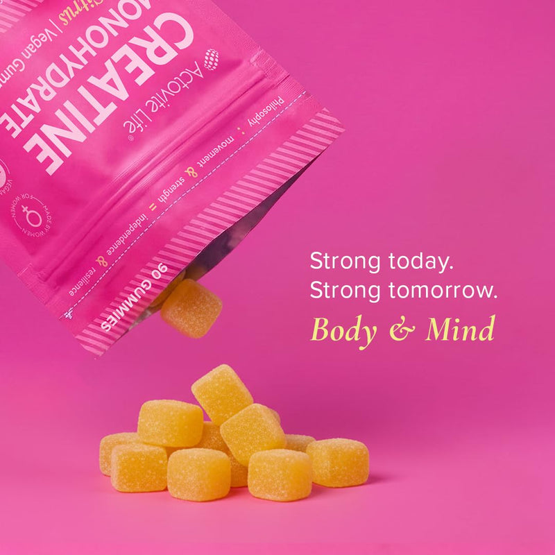 Actovite Creatine Gummies | 3g Creatine for Women | Muscle Body & Mind Vitality | ATP Energy Support | Sweet Citrus Natural Flavouring | Creatine Supplement | 90 x Vegan Easy-to-Take-Anytime Gummies