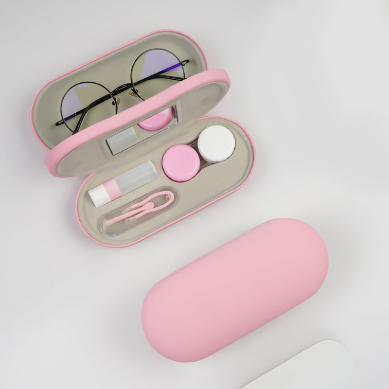 [Australia] - Eyeglass Case,Double Sided Portable Contact Lens Case,2 in 1 Portable Contact Multifunction,Durable Lens Case E-Pink 